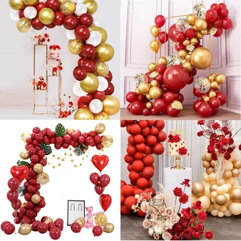 1 комплект красных и золотых воздушных шаров, арка-гирлянда, украшение на годовщину свадьбы, день рождения, День Святого Валентина, помолвка, украшение для вечеринки
