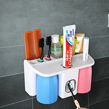 1 комплект магнитных держателей для зубных щеток, Многофункциональное хранилище Аксессуаров для ванной комнаты, Автоматический дозатор зубной пасты