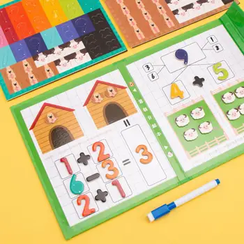 1 Комплект математической игрушки для арифметики, портативная деревянная обучающая игра без магнитных заусенцев с разложением чисел, Математическая игрушка для подарков