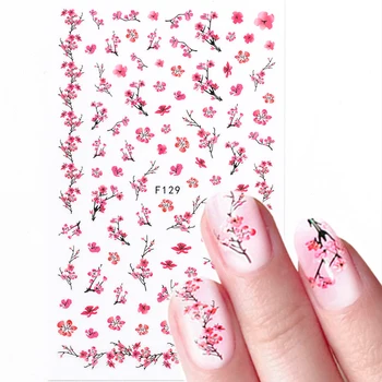 1 шт 3D имитация сливовых наклеек для ногтей, Ультратонкий клей, розовый цветок, слайдер для переноса воды для маникюра, украшения ногтей.