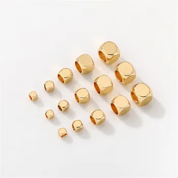 1 шт. маленькие квадратные бусины с покрытием из золота 14 карат, рассыпчатые бусины ручной работы, браслеты, ожерелья, аксессуары для ювелирных материалов