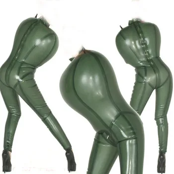 100% Латексный комбинезон, зеленый сексуальный цельный костюм для косплея, удобная мода xs-xxl 0,45 мм