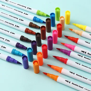 12 Цветов, маркеры с двойными концами, Набор кистей для рисования манги, маркеры для надписей, художественные принадлежности, эскиз, граффити, Маркерная ручка