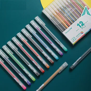 12 шт./упак. разноцветных ручек с гелевыми чернилами 0,5 мм, прочных гладких ручек для записи в журнал, планировщик, блокнот, стационарные принадлежности