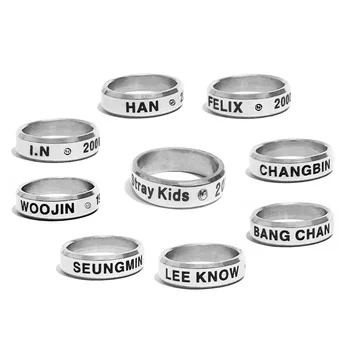 1шт колец из нержавеющей стали для Kpop Stray Kids, участника Felix Jisung Hyunjin, именных колец на день рождения с бриллиантами, StrayKids
