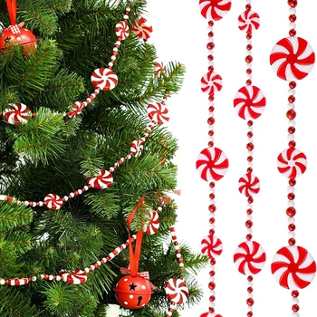 2 м Красочная Рождественская Подвеска-гирлянда из конфет серии Ins Nordic Sweets Ball String Ручной работы, Детская комната, декор Рождественской елки
