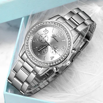 2020 Круглые женские часы Geneva, роскошное платье, женские кварцевые часы, женские элегантные наручные часы, модные топы для женщин, набор браслетов