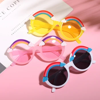 2021 Детские солнцезащитные очки с радужным простым рисунком, милые солнцезащитные очки с защитой от ультрафиолета, милые оттенки для мальчиков и девочек