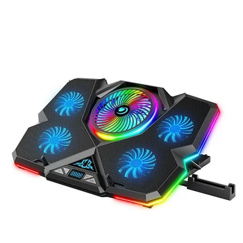 2022 Coolcold Кулер для ноутбука RGB Игровая подставка для ноутбука Эргономика Пять вентиляторов 2 USB-порта с HD-дисплеем на 14-17 дюймов
