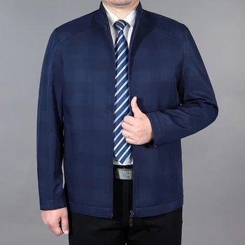 2023 Мужская куртка, деловые весенние модные куртки, Клетчатое мужское осеннее пальто, высококачественная куртка-ветровка со стоячим воротником, мужская верхняя одежда