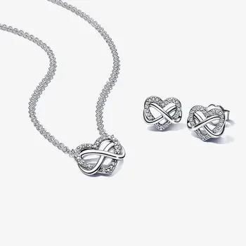 2023 Новое Сверкающее ожерелье Collier с бесконечным сердцем для женщин Подарок на День матери Женская ювелирная бижутерия