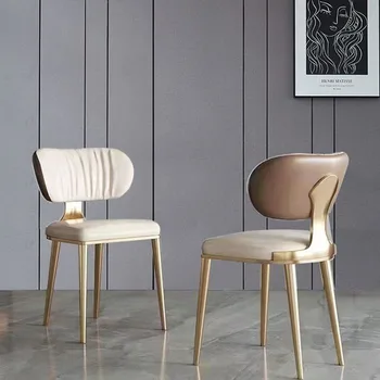 2023 Новые легкие роскошные Металлические обеденные стулья высокого класса, современный простой домашний стул для отдыха, Удобная спинка, табурет из нержавеющей стали