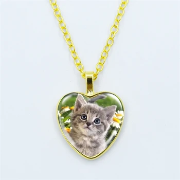 2023 Новый Прекрасный Милый Кот, маленькие кошки, милые подвески в виде сердечек, Кавайные ювелирные изделия, модные цепочки, ожерелье