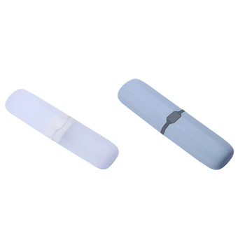 2X Футляр для зубной щетки, растягивающийся контейнер для зубной пасты, Антибактериальная регулируемая коробка, синий и прозрачный белый
