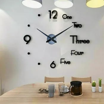 3D Домашние настенные часы DIY Mini, акриловые зеркальные наклейки для украшения дома, гостиной, кварцевых игольчатых самоклеящихся подвесных часов