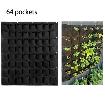 64 Кармана, Настенные сумки для посадки Растений, Вертикальные Садовые настенные сумки для выращивания, сумки для питомников цветочных растений, Садовый дворик на открытом воздухе