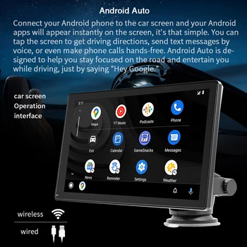 9-Дюймовый Автомобильный Стереоприемник, Совместимый с Bluetooth, Беспроводной Автомобильный Мультимедийный плеер Carplay Android Auto, Резервная Камера, Мультимедийный Приемник