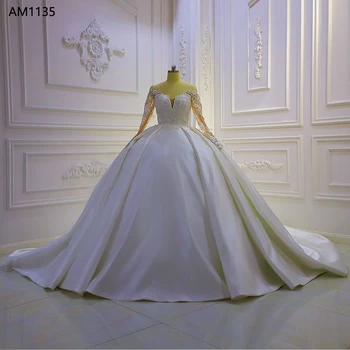 AM1135 Бальное Платье С Открытыми Плечами И Длинным Рукавом, Свадебное Платье
