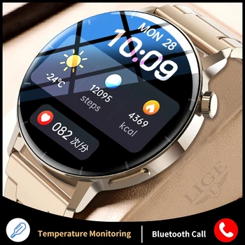AMOLED Мониторинг температуры тела Смарт-часы Мужские с искусственным интеллектом, голосовой вызов по Bluetooth, умные часы Женские Часы для здоровья 2023 Для Android IOS