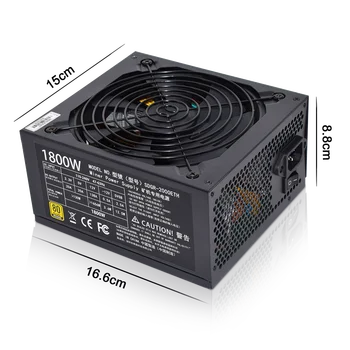 ATX 1800 Вт Подходит для майнинга Источник питания 8 GPU Rig И Т.Д. RVN Miner контроль температуры ПК Отключение звука 110-220 В Зарубежный склад в США