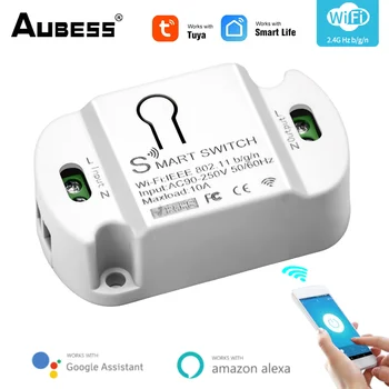 Aubess DIY Wi-Fi Умный выключатель света Таймер приложение Smart Life Беспроводной пульт дистанционного управления Работает с Alexa Google Home Relay Wireless