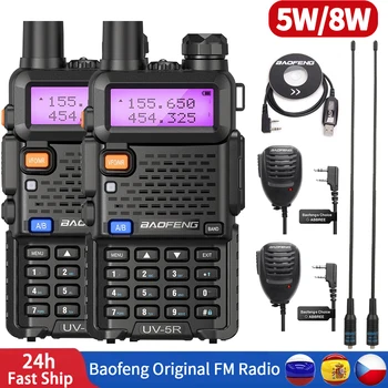 Baofeng BF-UV5R 5 Вт/8 Вт Портативная Рация FM-Радио VHF/UHF Двухдиапазонная Двусторонняя Радиолюбительская для Охоты UV-82 UV-9R PLUS