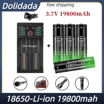Batterie Articulation Ion Aste Avec Chargeur, Lampe De Poche LED, Batterie Deparo, 100% V, 18650 MAh, Nouveau, 3.7, 19800