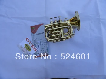Bb Труба Позолоченная 123 мм Блестящая Высококачественная Латунная Trompeta Карманная Труба С Футляром Для Мундштука Профессиональный Инструмент