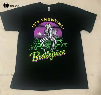 Beetlejuice Beetle-футболка Juice Its Showtime, забавная комедийная белая рубашка на пуговицах Женская повседневная подростковая унисекс Xs-5Xl