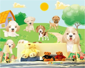 beibehang Индивидуальные супер милые мультяшные собаки на траве детская комната 3D фреска обои фон стены papel de parede