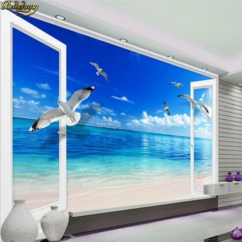 beibehang окно океан ТВ фон papel de parede 3d обои гостиная спальня papel de parede infantil фотообои