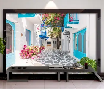 Beibehang Пользовательские обои фото Эгейский архитектурный сад фон стен домашний декор гостиная спальня фреска 3D обои