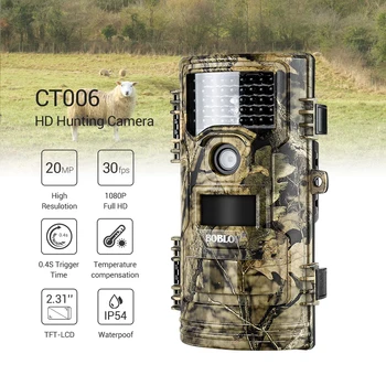 BOBLOV CT006 Trail Camera 20MP 1080p 30 кадров в секунду Скаутинг Ночного Видения Trail Hunting CamWildcamera Наблюдение за Дикой природой