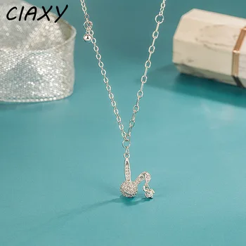 CIAXY Серебряного цвета Милые ожерелья с кроликами Женский Темперамент, колье с подвеской из циркона, простые роскошные ювелирные изделия