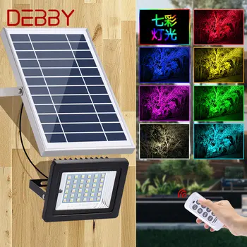 DEBBY Outdoor Solar Flood Light Remote Control Настенный Водонепроницаемый IP65 Красочный Градиент LED Для Уличного Фонаря Во Дворе