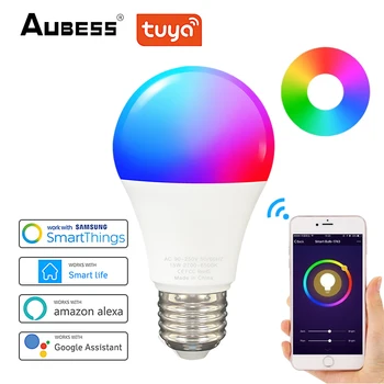 E27 RGBCW LED Light Smart TUYA Умная WiFi Лампа Alexa Google Home Яндекс Алиса Лампочки С Регулируемой Яркостью Волшебные Лампочки Голосовое Управление