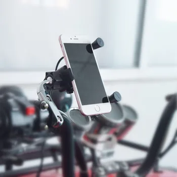 Elistooop Держатель для телефона мотоцикла, Велосипед, подставка для мобильного телефона 2 в 1, вращение на 360 градусов, USB Зарядное устройство
