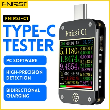 FNIRSI-C1 Type-C PD Триггер USB-C Вольтметр Амперметр Протокол Быстрой Зарядки Тестовый Измеритель Type-C Power Bank тестер С Программным обеспечением для ПК
