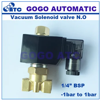 GOGO AC220V 380V DC12V 24V 2-ходовой латунный электромагнитный клапан вакуум -1bar-1bar 1/4 дюйма нормально открытый электромагнитный клапан вакуумного насоса