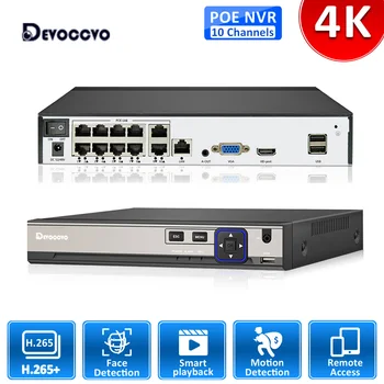 H.265 8CH 10CH 8MP 4K Ultra HD POE NVR XMEYE Face Detection CCTV Сетевой Видеомагнитофон Для 5MP 4MP 2MP POE IP Камеры Безопасности