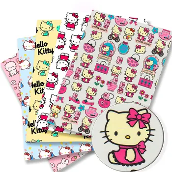 Hello Kitty 140x50 см Мультяшная хлопчатобумажная ткань Лоскутная Ткань Детский Домашний Текстиль Швейное Кукольное Платье Занавеска Полиэфирная хлопчатобумажная ткань