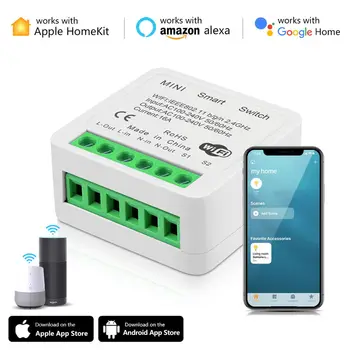 Homekit Mini WiFi Smart Switch Модуль 2-полосного управления Таймер автоматизации умного дома Голосовое управление для iPhone Siri Alexa Google