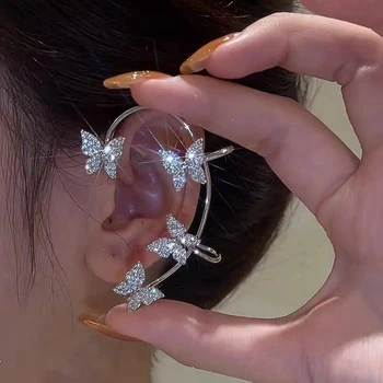 IFME Посеребренные металлические заколки для ушей в виде бабочек без пирсинга Для женщин, серьги-клипсы со сверкающим цирконием, свадебные украшения