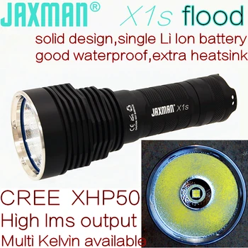 Jaxman X1s flood version CREE XHP50 / XHP50.2 26650/18650 светодиодный фонарик, тактический задний переключатель