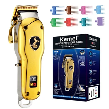 Kemei парикмахерская цельнометаллическая машинка для стрижки волос литиевая профессиональная машинка для стрижки волос для мужчин электрическая машинка для стрижки волос перезаряжаемая