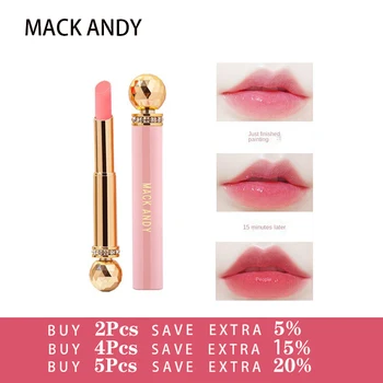 MACK ANDY Бальзам для губ персикового цвета Crystal, изменяющая температуру помада для губ для девочек, увлажняющий стойкий блеск для губ, косметика для макияжа губ