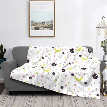 Moon Girl Bunny Rabbit Аниме Одеяло с фланелевым принтом Многофункциональные Супер Теплые одеяла для кровати, плюшевое тонкое одеяло для спальни