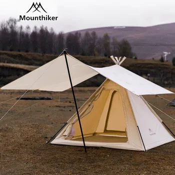 Mounthiker Уличная семейная палатка для 2-3 человек, кемпинг, хлопковая Пирамида, палатка для спальни, Водонепроницаемая Походная палатка для пикника, комплект навесов