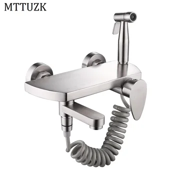 MTTUZK Высококачественный смеситель для душа из нержавеющей стали 304, набор для душа с распылителем для биде, стойка для пистолета-распылителя, многофункциональные смесительные краны