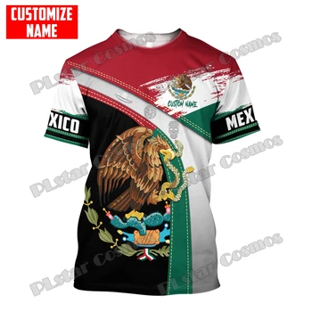 PLstar Cosmos Персонализированное Имя Мексика Герб Ацтеков С 3D Принтом По Всему Телу Мужская Футболка Летняя Повседневная футболка Унисекс TTD29
